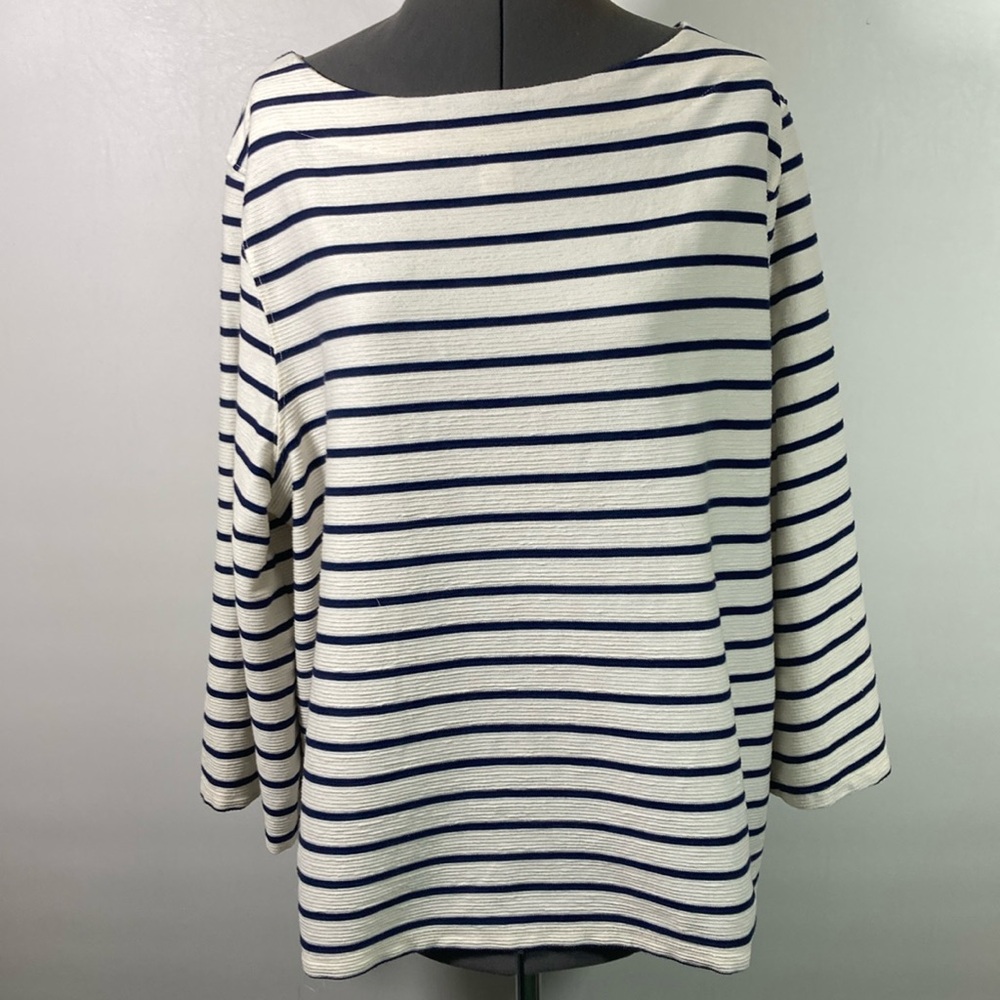 Old Navy Top Women Size XXL Color Navy & White Stripe 3/4 Sleeve Cowl Neckline